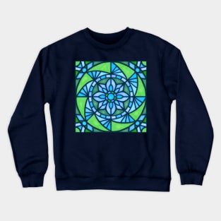 Stained glass sunflower - blues & greens Crewneck Sweatshirt